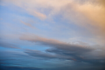 Scenic view of blue sunset sky with clouds 