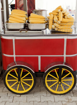 Red Food Truck With Corn Cob