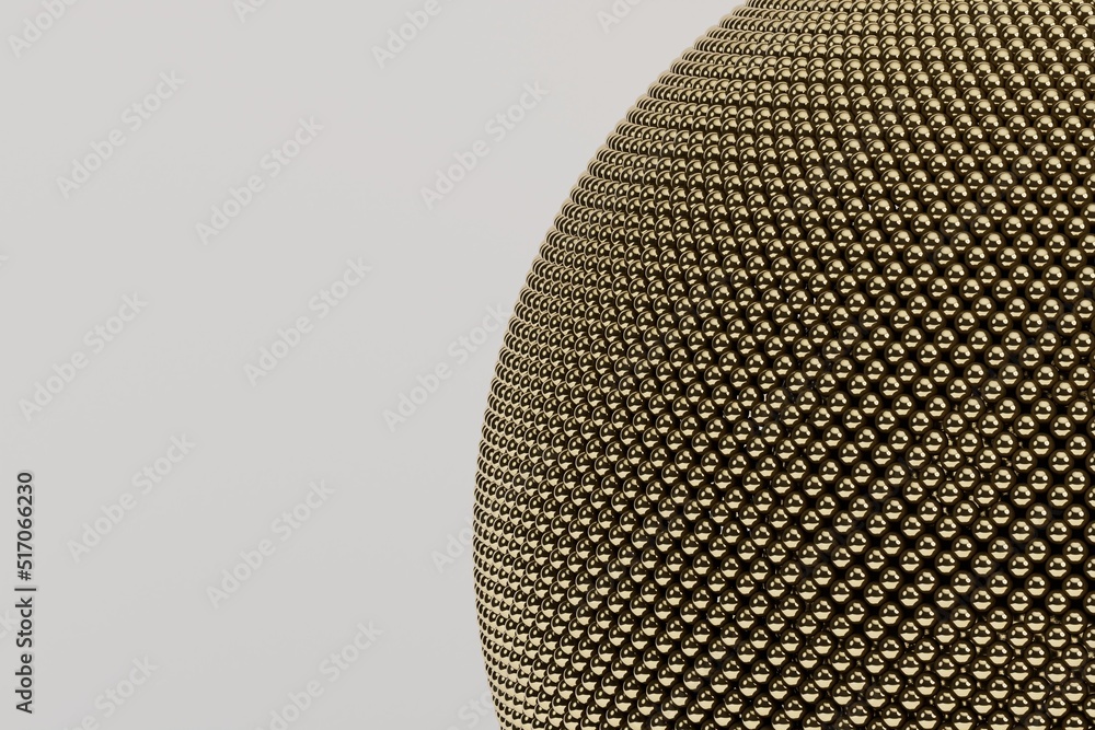 Aufkleber a large golden sphere consisting of small particles on a white background with a place for a signatu