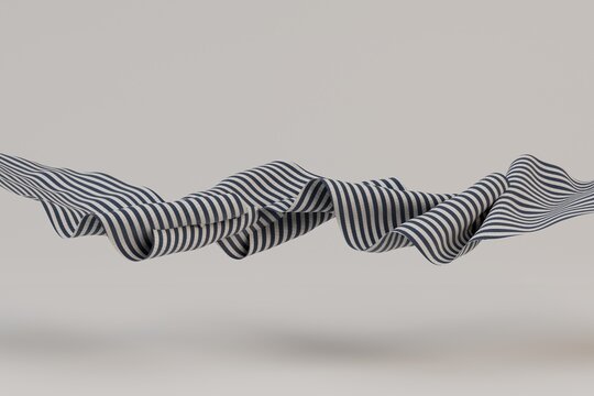 recommend clip art: fractal. developing flying fabric in black and white stripes with shadows on a white background. 3d render. 3d illustration
