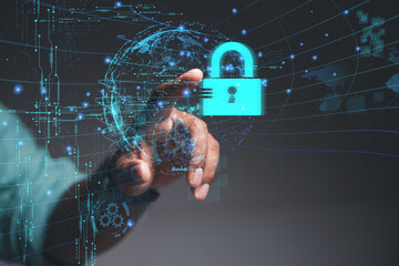 Concepts of cybersecurity, data protection, access to private information on the Internet online	
