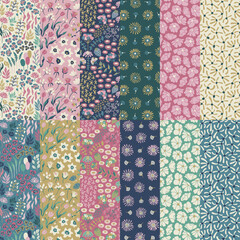 Seamless Vector Pattern Collection with Spring Florals in Two Colorways