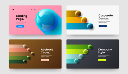 Vivid 3D spheres booklet illustration collection. Simple corporate identity vector design template bundle.