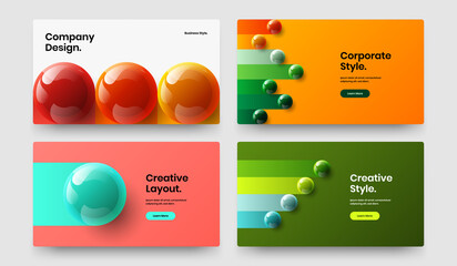 Colorful leaflet vector design illustration collection. Original 3D spheres site screen concept composition.