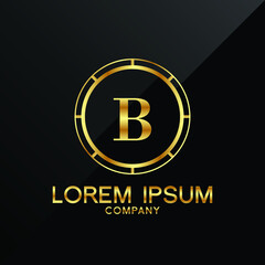 Letter B logo Alphabet logotype gold vector design