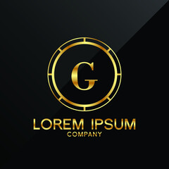Letter G logo Alphabet logotype gold vector design