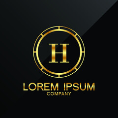 Letter H logo Alphabet logotype gold vector design