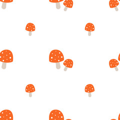 Amanita mushrooms pattern, seamless pattern with mushrooms, autumn, autumn pattern, seamless pattern with amanita mushrooms	