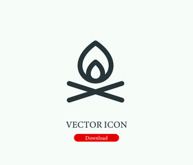 Bonfire vector icon. Symbol in Line Art Style for Design, Presentation, Website or Mobile Apps Elements, Logo.  Bonfire symbol illustration. Pixel vector graphics - Vector
