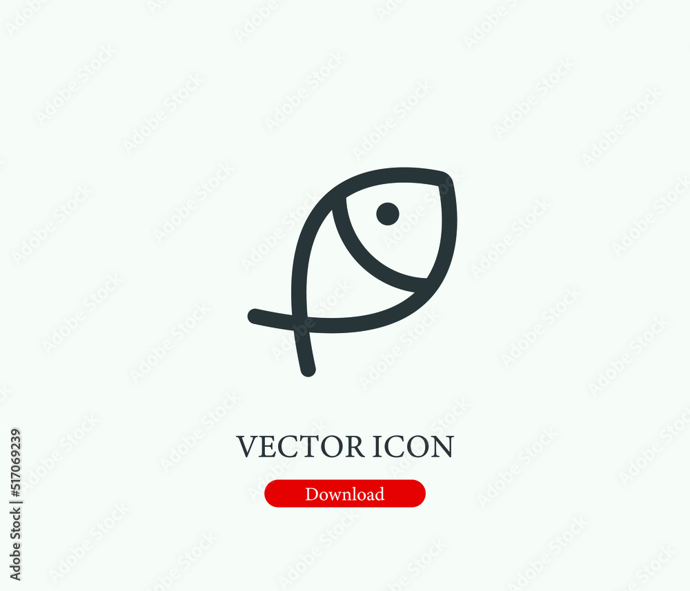 Poster fish vector icon. symbol in line art style for design, presentation, website or mobile apps elements