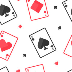 Poker Seamless Pattern Background with Suits Like Heart, Spade and Diamond Vector Template