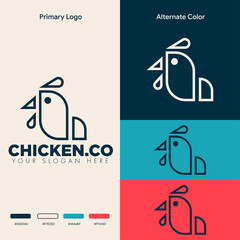 minimalist simple chicken logo design