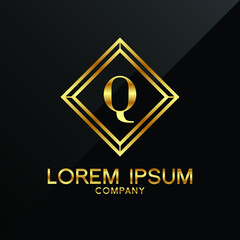 Obraz premium Letter Q logo Alphabet logotype gold vector design