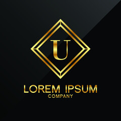 Letter U logo Alphabet logotype gold vector design