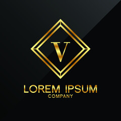 Letter V logo Alphabet logotype gold vector design