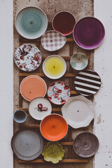 Lisboa, Portugal. April 9, 2022: Sale of decorated plates and ceramics.