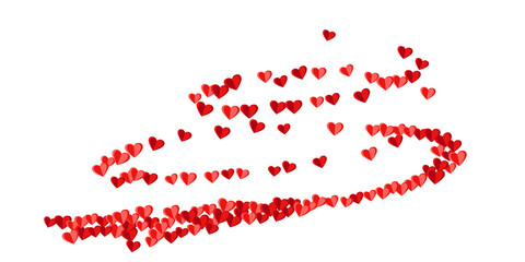 Paper 3D rosy heart shapes flying vector background. Birthday surprise party decor. Present gift