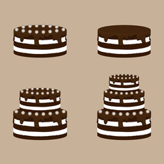birthday cake set. Vector illustration
