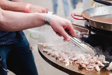 Grilled seafood at street food festival