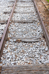 Old railway tracks close up