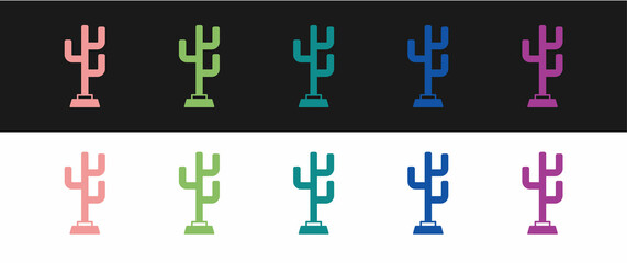 Set Coat stand icon isolated on black and white background. Vector