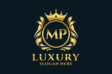 Initial MP Letter Royal Luxury Logo template in vector art for luxurious branding projects and other vector illustration.