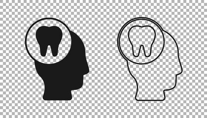 Black Toothache icon isolated on transparent background. Vector