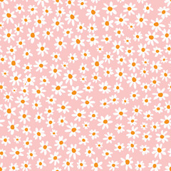 pink chamomile vector seamless spring and summer daisy vector pattern pink background