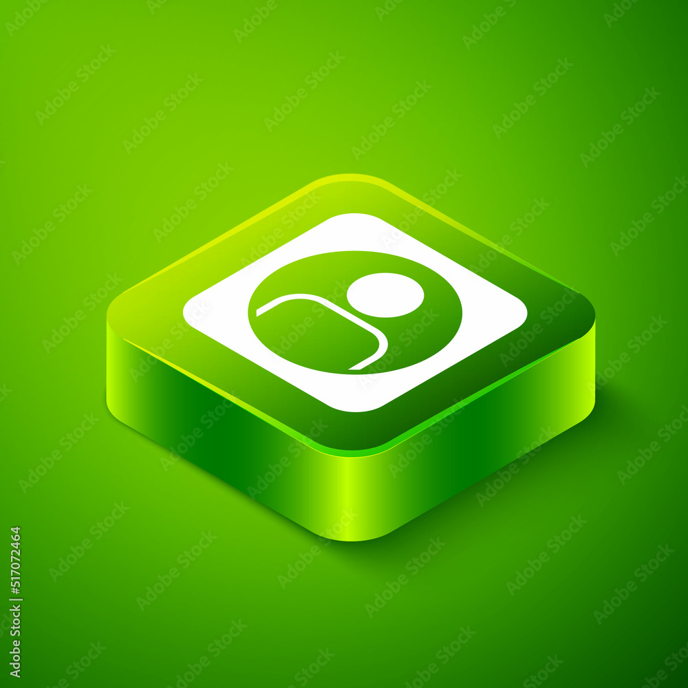 Aufkleber isometric create account screen icon isolated on green background. green square button. vector