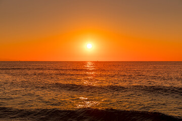 Cefalu, Sicily - Italy - July 7, 2020: Nice sunset off Cefalu in Sicily in Italy