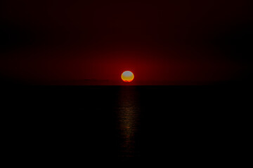 Cefalu, Sicily - Italy - July 7, 2020: Nice sunset off Cefalu in Sicily in Italy