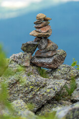 Fototapeta na wymiar Mountain Top Zen Stacked Stones