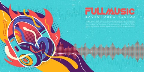 Colorful music podcast background illustration with sound bar