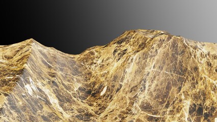 Mountain illustration under black-white background. 3D CG.