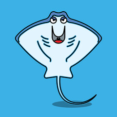 Vector illustration of a stingray character with an evil smile