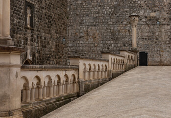 Slope and ancient Balustradess  into the old town of Dubrovnik