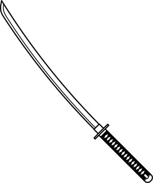 Isolated Samurai Sword, Katana Sword in Vector