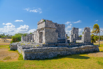 Fototapeta na wymiar Great palace 25, Mayan Ruins in Tulum, Riviera Maya, Yucatan, Caribbean Sea, Mexico