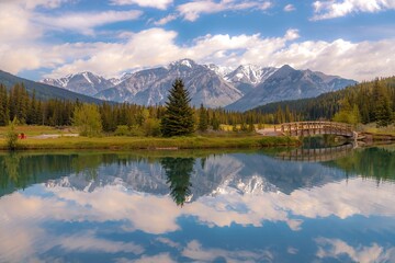 Mountains Reflecting On Cascade Ponds