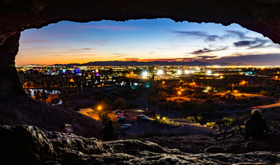 Phoenix, AZ at night, seen from Hole in the Rock