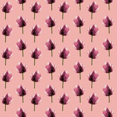 Obraz premium Colorful flower seamless pattern in abstract hand drawn style. Repeating floral illustration for summer fabric, decoration, cloth, textile, ornament, cover, wallpaper, poster, fashion design.