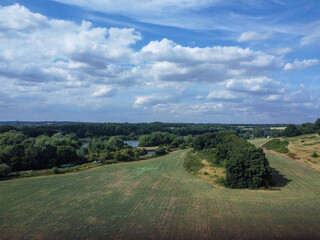 Fototapeta na wymiar Aerial view of farming fields in the UK Hertfordshire