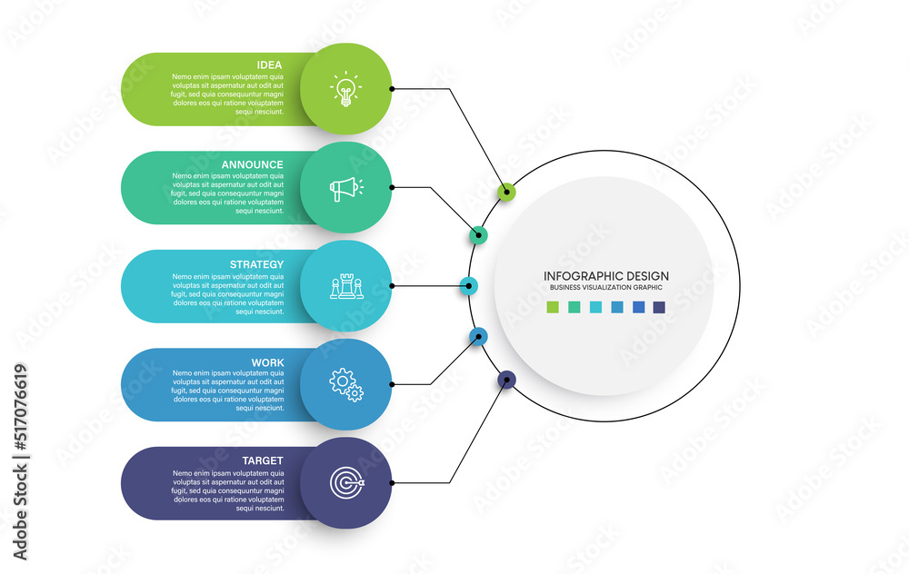 Leinwandbilder steps business data visualization timeline process infographic template design with icons