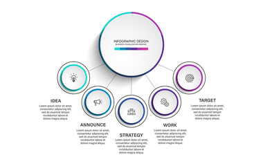 Steps business data visualization timeline process infographic template design with icons