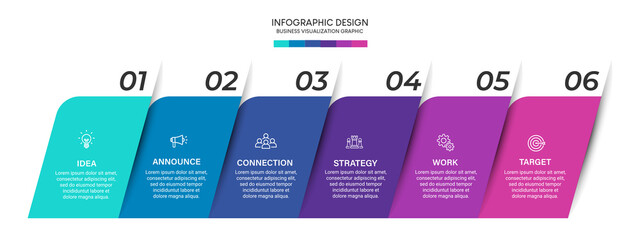 Steps business data visualization timeline process infographic template design with icons