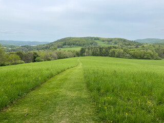 Rolling hills and country side - hiking trail in Upstate New York