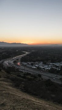 Vertical time lapse video of route 118 freeway in the San Fernando Valley area of Los Angeles, California.