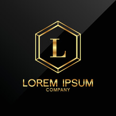 Letter L logo Alphabet logotype gold vector design