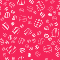 White line Canister for gasoline icon isolated seamless pattern on red background. Diesel gas icon. Vector