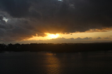 Fototapeta na wymiar Clouds in the dark sunset